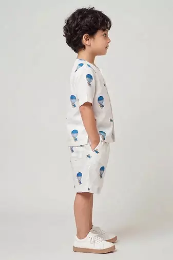 White air balloon printed cotton co ord set
