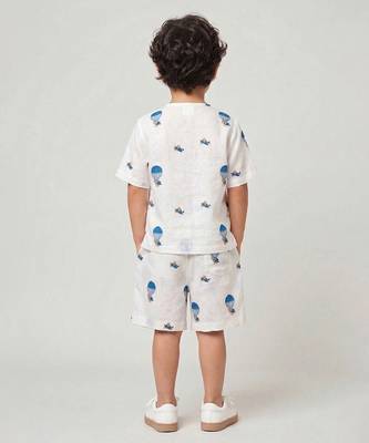 White air balloon printed cotton co ord set 4