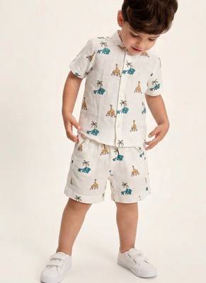 Off white printed cotton co ord set 1