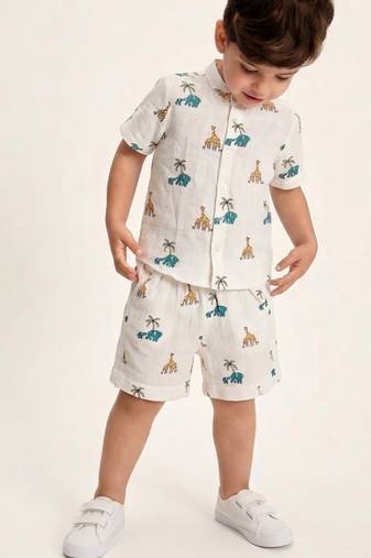 Off white printed cotton co ord set
