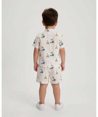 Off white printed cotton co ord set 3