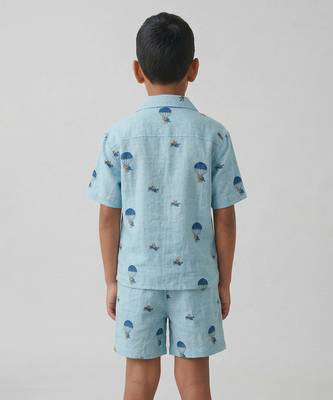 Powder blue printed cotton co ord set 2