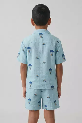 Powder blue printed cotton co ord set
