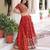 Vichitra Rust Orange Silk Sequins Lehenga Choli Set
