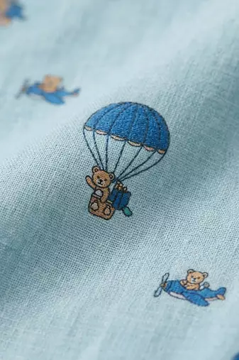 Powder blue printed cotton co ord set