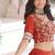 Vichitra Rust Orange Silk Sequins Lehenga Choli Set