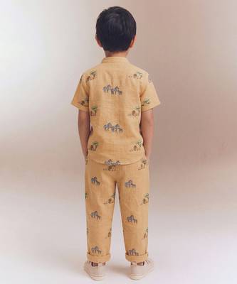 Mustard yellow printed cotton co ord set 2
