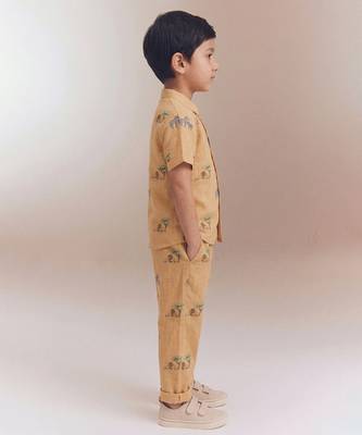 Mustard yellow printed cotton co ord set 3