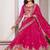 Rani Pink Vichitra silk lehenga choli set featuring heavy peacock embroidery and sequins work