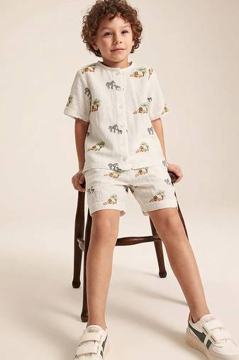 Off white lion safari printed cotton co ord set
