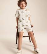 Off white lion safari printed cotton co ord set