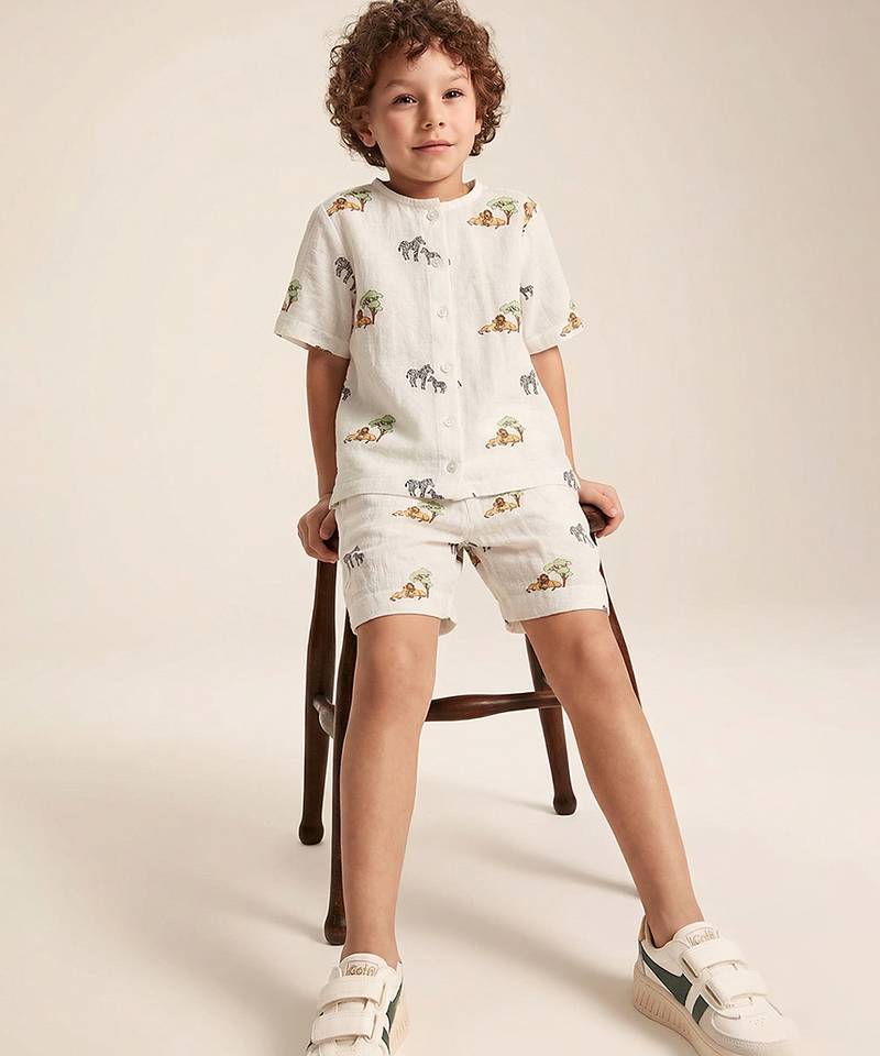 Off white lion safari printed cotton co ord set