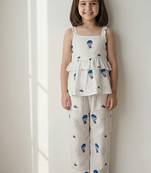 White air balloon printed cotton co ord set