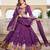 Purple Vichitra silk lehenga choli set featuring heavy peacock embroidery and sequins work
