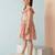 Peach printed ruffle collar cotton dress