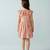 Peach printed ruffle collar cotton dress