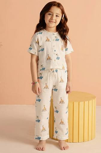 Off white printed cotton co ord set