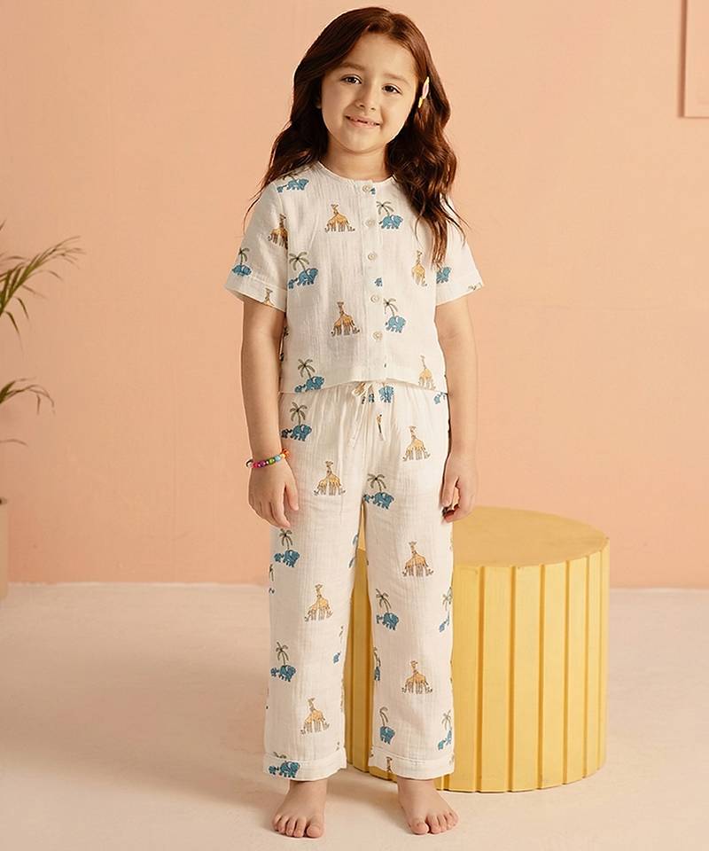 Off white printed cotton co ord set