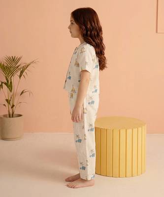 Off white printed cotton co ord set 2
