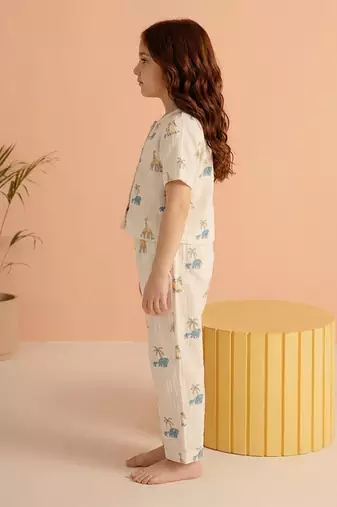 Off white printed cotton co ord set