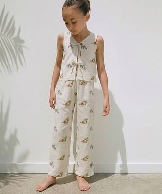 Off white printed cotton luna co ord set 1