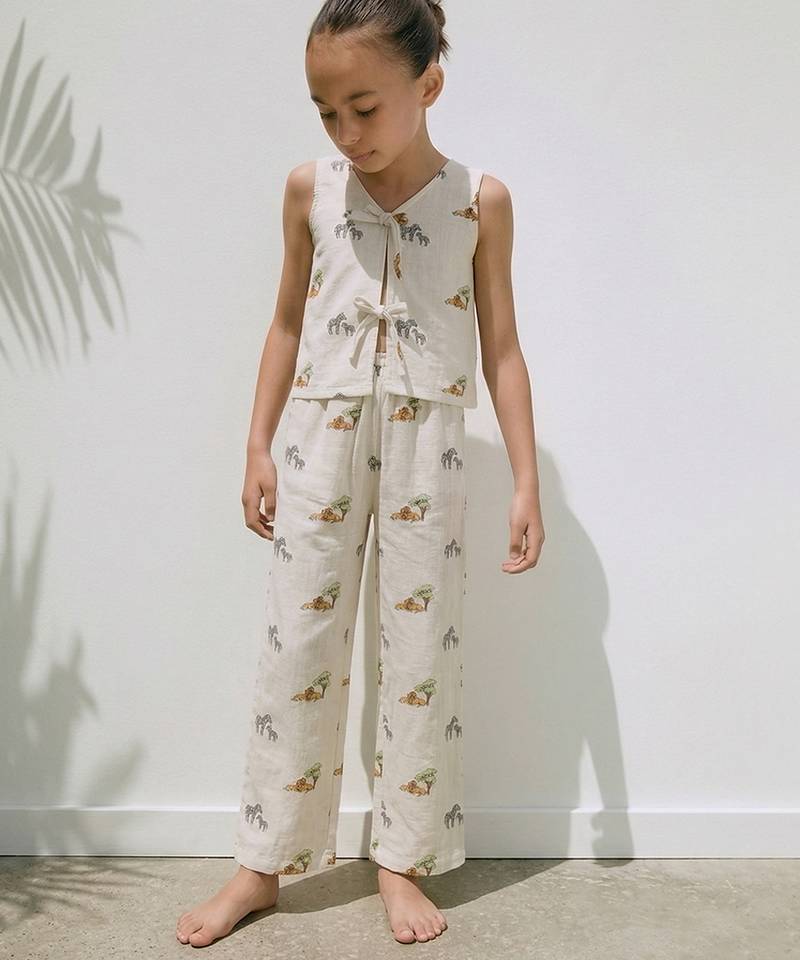 Off white printed cotton luna co ord set