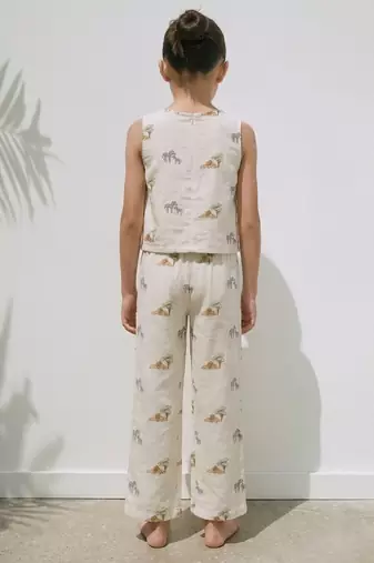 Off white printed cotton luna co ord set