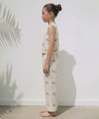 Off white printed cotton luna co ord set 3