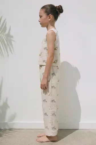 Off white printed cotton luna co ord set