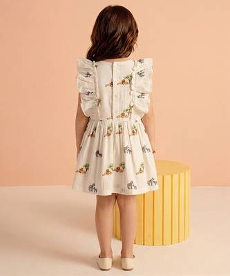 Off white lion safari printed cotton bow dress 2