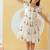 White printed cotton gathered dress