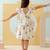 White printed cotton gathered dress