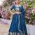 Blue Vichitra silk lehenga choli set featuring intricate elephant motif embroidery and sequin work