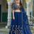 Blue Vichitra silk lehenga choli set featuring intricate sequins and thread embroidery