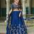 Blue Vichitra silk lehenga choli set featuring intricate sequins and thread embroidery