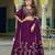 Wine Vichitra silk lehenga choli set featuring intricate sequins and thread embroidery