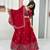 Red Vichitra silk lehenga choli set featuring intricate sequins and thread embroidery