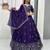 Violet Vichitra silk lehenga choli set featuring intricate sequins and thread embroidery