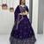 Violet Vichitra silk lehenga choli set featuring intricate sequins and thread embroidery