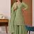Green crep silk  party wear embroidery  sharara suit set