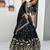 Black Vichitra silk lehenga choli set featuring intricate sequins and thread embroidery
