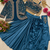 Teal Color Embroidery Multi Thread And Sequence Work Satin Saree