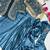 Teal Color Embroidery Multi Thread And Sequence Work Satin Saree