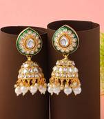 Beautiful White Color Meena Work Kundan Earrings