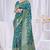 Teal silk blend Saree with Zari & Floral Thread Work