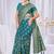  Teal silk blend Saree with Zari & Floral Thread Work