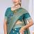  Teal silk blend Saree with Zari & Floral Thread Work