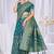  Teal silk blend Saree with Zari & Floral Thread Work