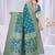  Teal silk blend Saree with Zari & Floral Thread Work