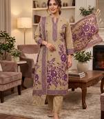 Muga cotton jamdani salwar suit dress material with pichwai weaving on top and dupatta with bottom